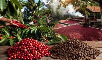 Kávé természetes feldolgzása.